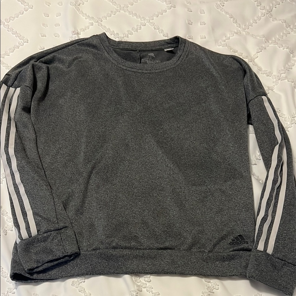 Adidas Gray Sweatshirt with Signature Stripes